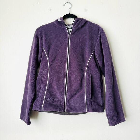 Columbia fleece hooded full zip jacket purple woman’s warm cozy daily medium - Picture 1 of 9